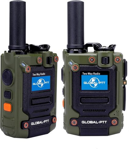 أجهزة راديو Global-ptt K300 PoC نطاق غير محدود، ترخيص PTT مجاني مدى الحياة 4G LTE تغطية على الصعيد الوطني أجهزة اتصال لاسلكية مدمجة بمصباح يدوي متين وراديو اتجاهين للعمل والأمن والبناء (2، أخضر) in Kuwait