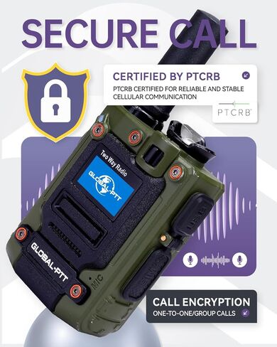 أجهزة راديو Global-ptt K300 PoC نطاق غير محدود، ترخيص PTT مجاني مدى الحياة 4G LTE تغطية على الصعيد الوطني أجهزة اتصال لاسلكية مدمجة بمصباح يدوي متين وراديو اتجاهين للعمل والأمن والبناء (2، أخضر) in Kuwait