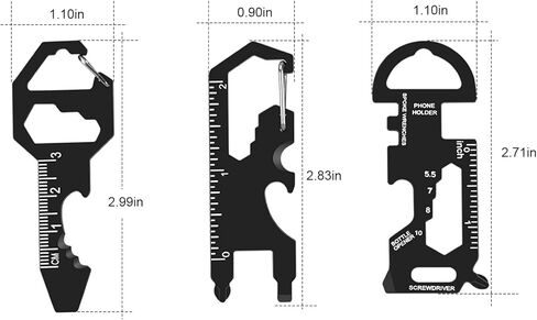 3 Pack Metal Keychain Multi-Tool Set for Men - Portable 19-in-1 Total Routine Maintenance Tools: Wrench, Screwdriver, Ruler & Bottle Opener, Rust-Resistant Pocket Gear in Kuwait