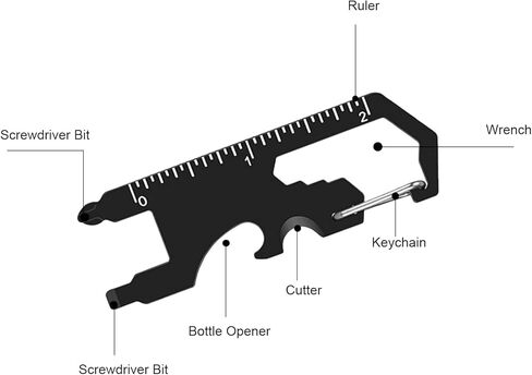 3 Pack Metal Keychain Multi-Tool Set for Men - Portable 19-in-1 Total Routine Maintenance Tools: Wrench, Screwdriver, Ruler & Bottle Opener, Rust-Resistant Pocket Gear in Kuwait