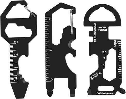 3 Pack Metal Keychain Multi-Tool Set for Men - Portable 19-in-1 Total Routine Maintenance Tools: Wrench, Screwdriver, Ruler & Bottle Opener, Rust-Resistant Pocket Gear in Kuwait
