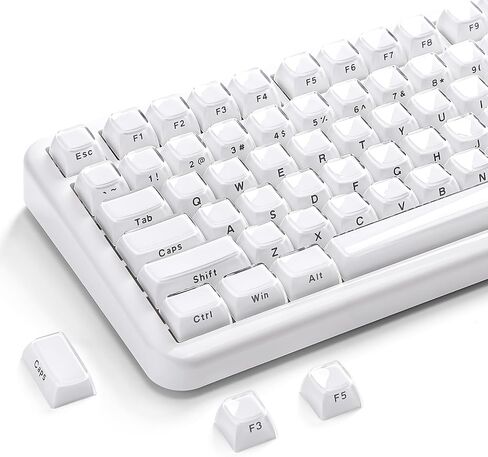 YUNZII Jelly PBT Keycap Set,113 Keys Custom Keycap with Keycap Puller,Laser Etching OEM Profile Keycap Compatible with 65% 75% 96% Full Size for Cherry Gateron MX Switches Mechanical Keyboard (White) in Saudi Arabia
