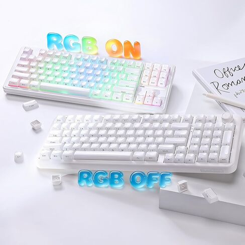 YUNZII Jelly PBT Keycap Set,113 Keys Custom Keycap with Keycap Puller,Laser Etching OEM Profile Keycap Compatible with 65% 75% 96% Full Size for Cherry Gateron MX Switches Mechanical Keyboard (White) in Saudi Arabia