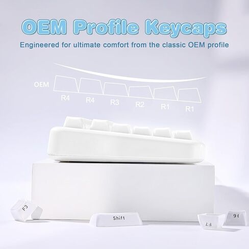 YUNZII Jelly PBT Keycap Set,113 Keys Custom Keycap with Keycap Puller,Laser Etching OEM Profile Keycap Compatible with 65% 75% 96% Full Size for Cherry Gateron MX Switches Mechanical Keyboard (White) in Saudi Arabia