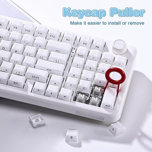 YUNZII Jelly PBT Keycap Set,113 Keys Custom Keycap with Keycap Puller,Laser Etching OEM Profile Keycap Compatible with 65% 75% 96% Full Size for Cherry Gateron MX Switches Mechanical Keyboard (White) in Saudi Arabia