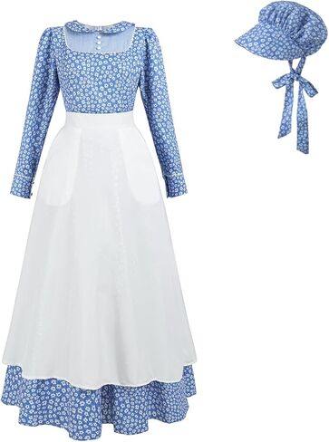 LSYYSKB Women Pioneer Dress Prairie Colonial Costume Dress 1800s American Historical Pioneer Prairie Laura Costumes in Saudi Arabia