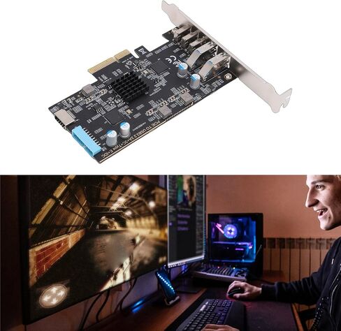 بطاقة PCIe بسرعة 10 جيجابت في الثانية إلى USB C 3.0، بطاقة توسيع PCI Express ذات 5 منافذ مع 3 منافذ من النوع C، 2 USB .0، النوع E 19P IDC، مثالية لأجهزة الكمبيوتر المكتبية in Kuwait