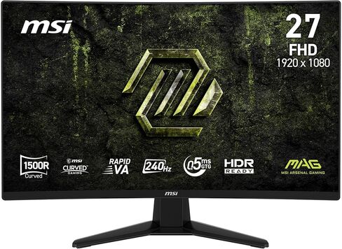 شاشة ألعاب msi MAG 274CF E20 مقاس 27 بوصة 1920 × 1080 (FHD)، 200 هرتز، مزامنة متكيفة، HDMI، منفذ DisplayPort، قابل للتركيب على VESA، قابل للتعديل بالإمالة، 0.5 مللي ثانية، أسود in Kuwait