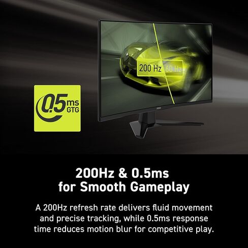 شاشة ألعاب msi MAG 274CF E20 مقاس 27 بوصة 1920 × 1080 (FHD)، 200 هرتز، مزامنة متكيفة، HDMI، منفذ DisplayPort، قابل للتركيب على VESA، قابل للتعديل بالإمالة، 0.5 مللي ثانية، أسود in Kuwait