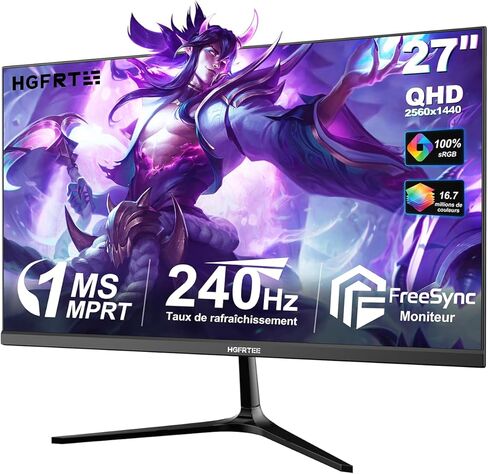 27 Inch 4K UHD Computer Monitor, IPS Ultra HD 60Hz 3840×2160 PC Monitor with HDR10, 100% sRGB, AMD FreeSync, HDMI 2.0 & DP1.4, VESA100*100mm, 178° Wide Viewing Angle in Kuwait