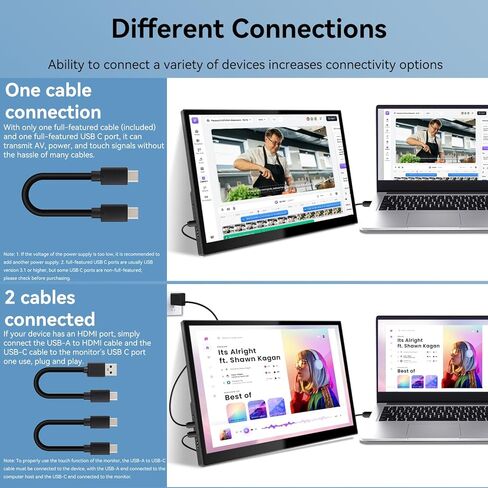 شاشة لمس محمولة 16 بوصة 1920X1200P IPS تعمل باللمس مع منفذ USB C HDMI، 350cd/m²، شاشات خارجية لأجهزة الكمبيوتر المحمول والهواتف وأجهزة الكمبيوتر PS4/5 in Kuwait