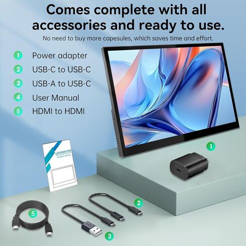 شاشة لمس محمولة 16 بوصة 1920X1200P IPS تعمل باللمس مع منفذ USB C HDMI، 350cd/m²، شاشات خارجية لأجهزة الكمبيوتر المحمول والهواتف وأجهزة الكمبيوتر PS4/5 in Kuwait