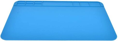 Heat Insulation Silicone Pad, Desktop Work Station Mat, Blue - High Temperature Resistance, Multi - Function with Tool Storage, Ideal for Electronics Repair in Kuwait