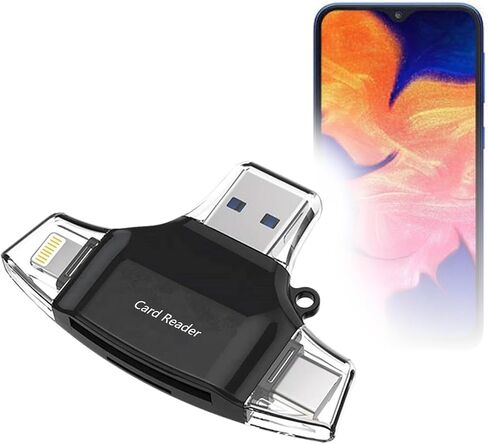 BoxWave Smart Gadget Compatible with Samsung Galaxy A10s - AllReader SD Card Reader, microSD Card Reader SD Compact USB - Jet Black in Kuwait