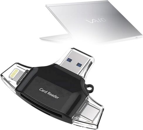 أداة BoxWave الذكية المتوافقة مع VAIO SX-14 (VJS145X) - قارئ بطاقات AllReader SD، قارئ بطاقات microSD SD Compact USB - أسود نفاث in Kuwait