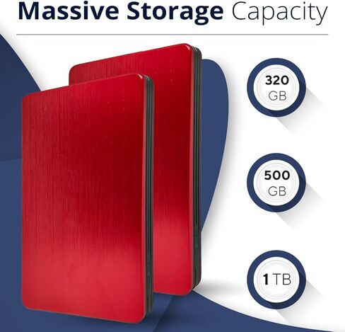 محرك الأقراص الصلبة الخارجي 1 تيرابايت USB 3.0 محرك الأقراص الصلبة المحمول 2.5 بوصة محرك الأقراص الصلبة الخارجي عالي السرعة لتخزين البيانات وقرص صلب احتياطي خارجي لأجهزة الكمبيوتر المحمول، وحدة تحكم الألعاب، الكمبيوتر الشخصي، ماك، سطح المكتب - أحمر in Kuwait