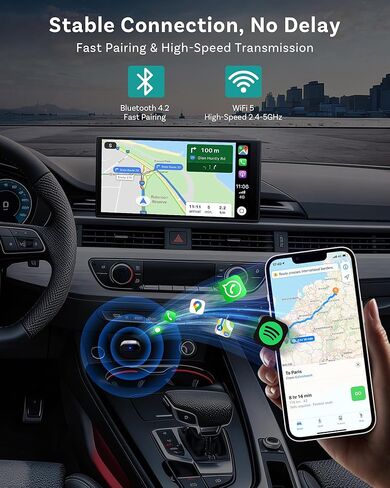 محول OTTOCAST Mini Nova Wireless CarPlay يحول السلكي إلى CarPlay اللاسلكي، توصيل تلقائي سريع، توصيل وتشغيل 2 في 1 دونجل صغير لسيارات CarPlay السلكية/Android Auto Car in Kuwait
