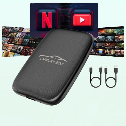 6-in-1 Android Auto Wireless Adapter and Apple CarPlay Adapter, Wireless Carplay Adapter with Netflix YouTube TF Card, Plug & Play, Easy Setup, Magic Video Ai Box for OEM Wired Apple Car Play Cars in Kuwait