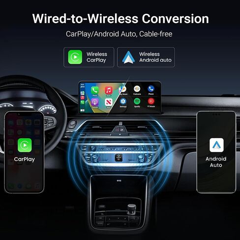 MINIX CA525 Mini Wireless CarPlay & Android Auto Adapter, 2026 Upgraded 2-in-1 Wired to Wireless Dongle, One-Button Switch, Plug & Play USB-A/C, WiFi 6 & Bluetooth 5.4, iOS 10+ & Android 11+ in Kuwait