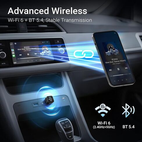 MINIX CA525 Mini Wireless CarPlay & Android Auto Adapter, 2026 Upgraded 2-in-1 Wired to Wireless Dongle, One-Button Switch, Plug & Play USB-A/C, WiFi 6 & Bluetooth 5.4, iOS 10+ & Android 11+ in Kuwait