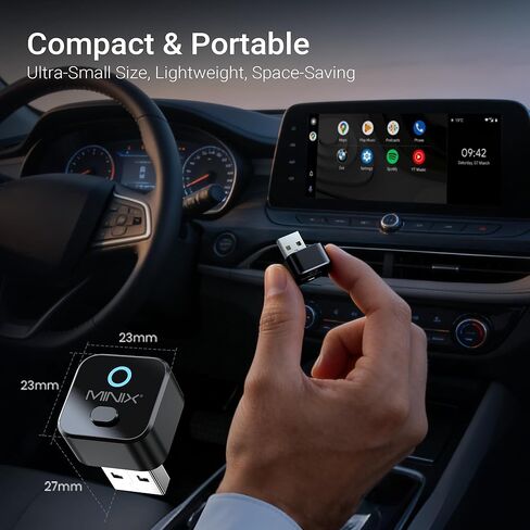 MINIX CA525 Mini Wireless CarPlay & Android Auto Adapter, 2026 Upgraded 2-in-1 Wired to Wireless Dongle, One-Button Switch, Plug & Play USB-A/C, WiFi 6 & Bluetooth 5.4, iOS 10+ & Android 11+ in Kuwait