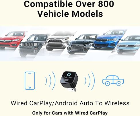 MINIX CA525 Mini Wireless CarPlay & Android Auto Adapter, 2026 Upgraded 2-in-1 Wired to Wireless Dongle, One-Button Switch, Plug & Play USB-A/C, WiFi 6 & Bluetooth 5.4, iOS 10+ & Android 11+ in Kuwait
