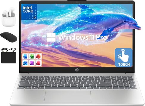HP Touchscreen Laptop 2025 Flagship 15.6" HD, Lifetime Office 2024, 16GB RAM, 1.5TB Storage (1TB SSD + 500GB Ext), 6-Core Intel i3 Processor, Wi-Fi, Camera, Long Battery, HubxcelAccessory, Win 11 Pro in Kuwait