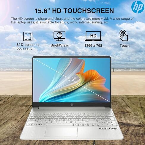HP Touchscreen Laptop 2025 Flagship 15.6" HD, Lifetime Office 2024, 16GB RAM, 1.5TB Storage (1TB SSD + 500GB Ext), 6-Core Intel i3 Processor, Wi-Fi, Camera, Long Battery, HubxcelAccessory, Win 11 Pro in Kuwait