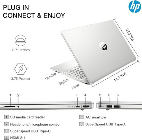HP Touchscreen Laptop 2025 Flagship 15.6" HD, Lifetime Office 2024, 16GB RAM, 1.5TB Storage (1TB SSD + 500GB Ext), 6-Core Intel i3 Processor, Wi-Fi, Camera, Long Battery, HubxcelAccessory, Win 11 Pro in Kuwait