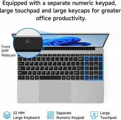 كمبيوتر محمول Jumper مقاس 15.6 بوصة يعمل بنظام Windows 11، ومعالج 5205U، وذاكرة وصول عشوائي سعتها 12 جيجابايت وتخزين 640 جيجابايت، ومكتب 365 لمدة عام واحد، وHDMI، وواي فاي 5، ومنفذ USB 3.0 من النوع C، وكمبيوتر محمول بشاشة عالية الدقة بالكامل مع لوحة مفاتي in Kuwait