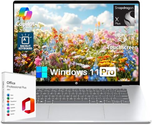 HP OmniBook 5 16" 2K Touchscreen Copilot+ AI Laptop, Snapdragon X Plus X1P-42-100, 32GB LPDDR5X RAM, 1TB SSD, 45 Tops NPU, Backlit KB, Includes Office 2021, Wi-Fi 6E, Win 11 Pro in Kuwait