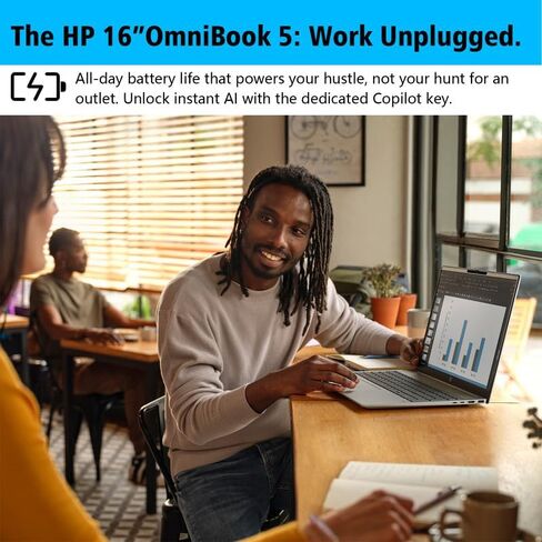 HP OmniBook 5 16" 2K Touchscreen Copilot+ AI Laptop, Snapdragon X Plus X1P-42-100, 32GB LPDDR5X RAM, 1TB SSD, 45 Tops NPU, Backlit KB, Includes Office 2021, Wi-Fi 6E, Win 11 Pro in Kuwait