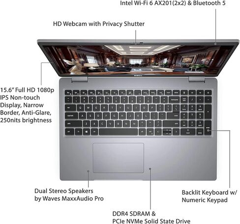 Dell Business Laptop Latitude 5520, 15.6-inch FHD Display, Intel Core i5-1135G7, 16GB RAM, 1TB PCIe SSD, Webcam, HDMI, Backlit Keyboard, Wi-Fi 6, Thunderbolt 4, Win 11 Pro (Renewed) in Kuwait