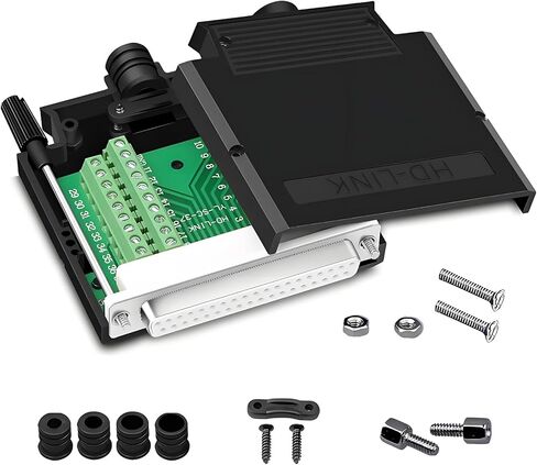 Thinner DB37 Solderless Serial Male Adapter Connector, RS232 D-SUB to 37-pin Port Terminal Breakout Board with Case Long Bolts Tail Pipe in Saudi Arabia