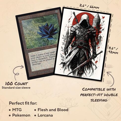 أكمام بطاقات Crimson Creed MTG (ناعمة) - عدد 104 أكمام TCG ذات حجم قياسي - متوافقة مع Magic The Gathering - كم مزدوج - تصميم فني أصلي، حماية ممتازة in Saudi Arabia