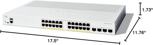 Cisco Catalyst 1300-24P-4G Managed Switch, 24 Port GE, PoE, 4x1GE SFP, Limited Lifetime Protection (C1300-24P-4G) (Renewed) in Kuwait