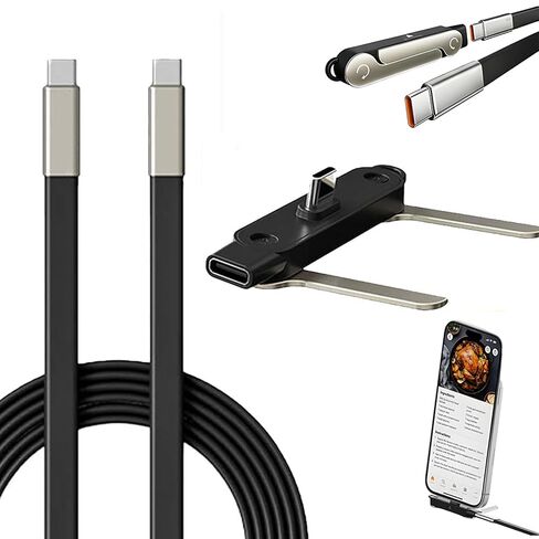Invisible Holder Charger Cable with Stand,2 in 1 Sideways Invisible Holder Charger Cable,240W Foldable Phone Stand Cord for Smartphones & Tablets (Black) in Saudi Arabia