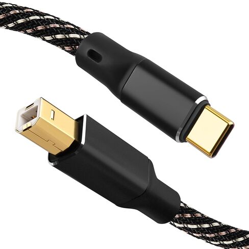 كابل صوت USB B إلى USB C، كابل طابعة مجدول مطلي بالذهب 6N OFC، لـ Hi-Fi DAC، ومكبر الصوت، وجهاز التحكم DJ، وعشاق الموسيقى ومحبي الموسيقى (4.92 قدم/1.5 متر) in Kuwait