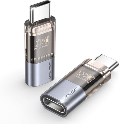 مانع بيانات JSAUX USB C (عبوة من قطعتين)، مانع بيانات USB C شفاف إلى USB C فقط للشحن، وحماية جاك العصير للشحن العام الآمن والسفر، وحظر نقل البيانات in Kuwait