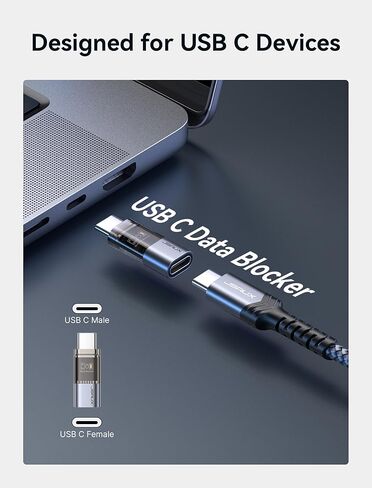 مانع بيانات JSAUX USB C (عبوة من قطعتين)، مانع بيانات USB C شفاف إلى USB C فقط للشحن، وحماية جاك العصير للشحن العام الآمن والسفر، وحظر نقل البيانات in Kuwait