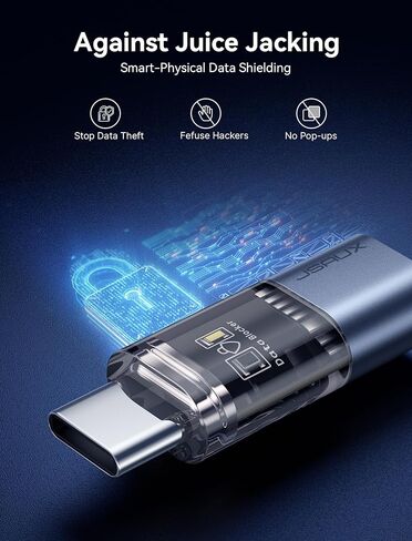 مانع بيانات JSAUX USB C (عبوة من قطعتين)، مانع بيانات USB C شفاف إلى USB C فقط للشحن، وحماية جاك العصير للشحن العام الآمن والسفر، وحظر نقل البيانات in Kuwait