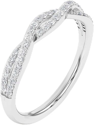 1/4 قيراط خاتم الزفاف الملتوية في الذهب الصلب 14K | IGI Certified Prong Set Lab Grown Diamond Diamond Infinity Promise Ring ، حلقة الذكرى السنوية لها | Crossover Sparkling FG/VS Diamond Band Size 4-11 in Kuwait