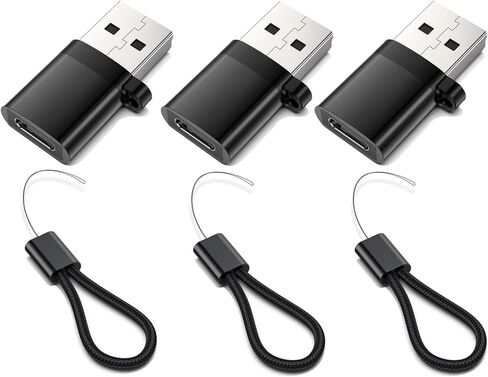 محول USB إلى USB C، محول USB C أنثى إلى USB 3.2 ذكر 10 جيجابت في الثانية 60 وات محول USB A إلى USB C مع حبل لسلسلة iPhone 17 16 15، iPad Air Mini Pro 7، Samsung Galaxy، Pixel، أسود، 3 عبوات in Kuwait