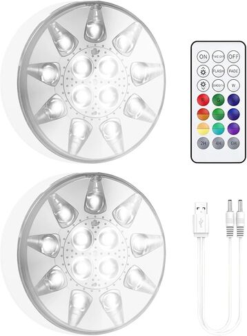 2 Pack Waterproof Led Lights for, 2.8 in Underwater Lighting with Remote, 16 Colors, Suction Cups Included, Rechargeable in Kuwait