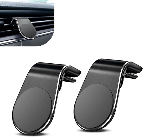 Shakas 2 PCS Mobile Phone Navigation Magnetic Bracket, 360 Degrees Rotation Adsorption-type Vehicle Air Vent Navigation Bracket, L-shaped Shockproof Cell Phone Mount, for Any Smartphone (Black) in Kuwait