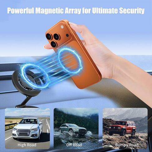حامل هاتف مغناطيسي للسيارة MagSafe، حامل هاتف 2 في 1 مع موزع عطر، حامل هاتف عالمي قابل للدوران 360 درجة للزجاج الأمامي للوحة القيادة، لهاتف iPhone 17-12 Pro Max Plus والمزيد in Kuwait