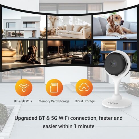Boykeep Indoor Camera, 8MP 2K Resolution, Auto Noise Reduction, Two-Way Audio, Motion & Sound Detection, Local Storage, BLE Setup,Camera for Baby/Elder/Dog/Pet with Phone app in Kuwait