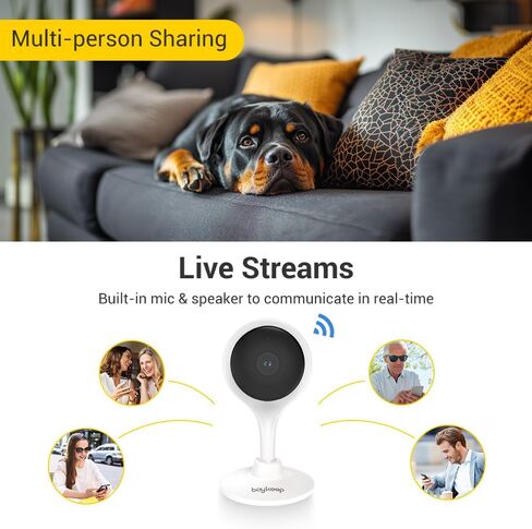 Boykeep Indoor Camera, 8MP 2K Resolution, Auto Noise Reduction, Two-Way Audio, Motion & Sound Detection, Local Storage, BLE Setup,Camera for Baby/Elder/Dog/Pet with Phone app in Kuwait