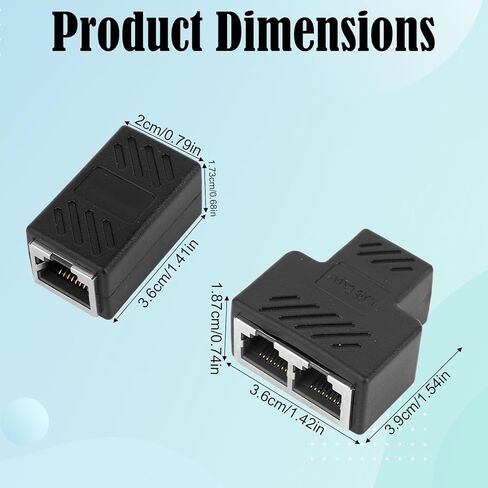 7 قطع من مقسمات إيثرنت، 4 مستطيلات و3 على شكل حرف T 1 إلى 2 موصل إيثرنت RJ45 وصلة RJ45 محولات إنترنت LAN متوافقة مع كابل شبكة Cat 5/5e/6/7/8 لأجهزة التلفزيون وأجهزة الكمبيوتر وجهاز التوجيه والمحور in Kuwait