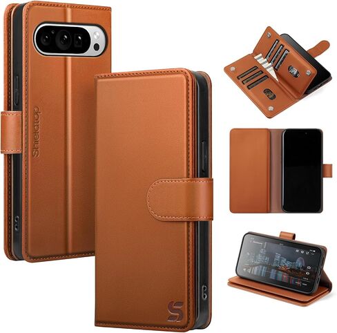 Shieldtop Compatible with Google Pixel 10 Pro XL Wallet Case with Card Holder,Women Men RFID Blocking PU Leather Phone Case Flip Shockproof TPU Protective Cover Kickstand Credit Card Slots,Light Brown in Kuwait
